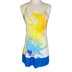 NWT Express Y2K Tunic Tank Yellow & Blue Clear Sequin Size XS
